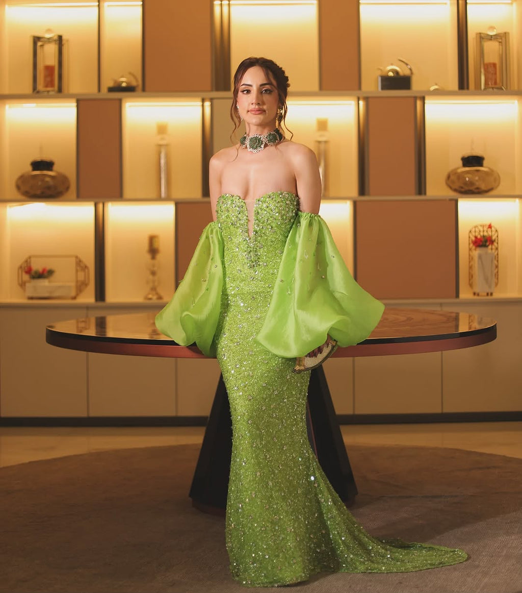 Lime Luxe Crystal Gown