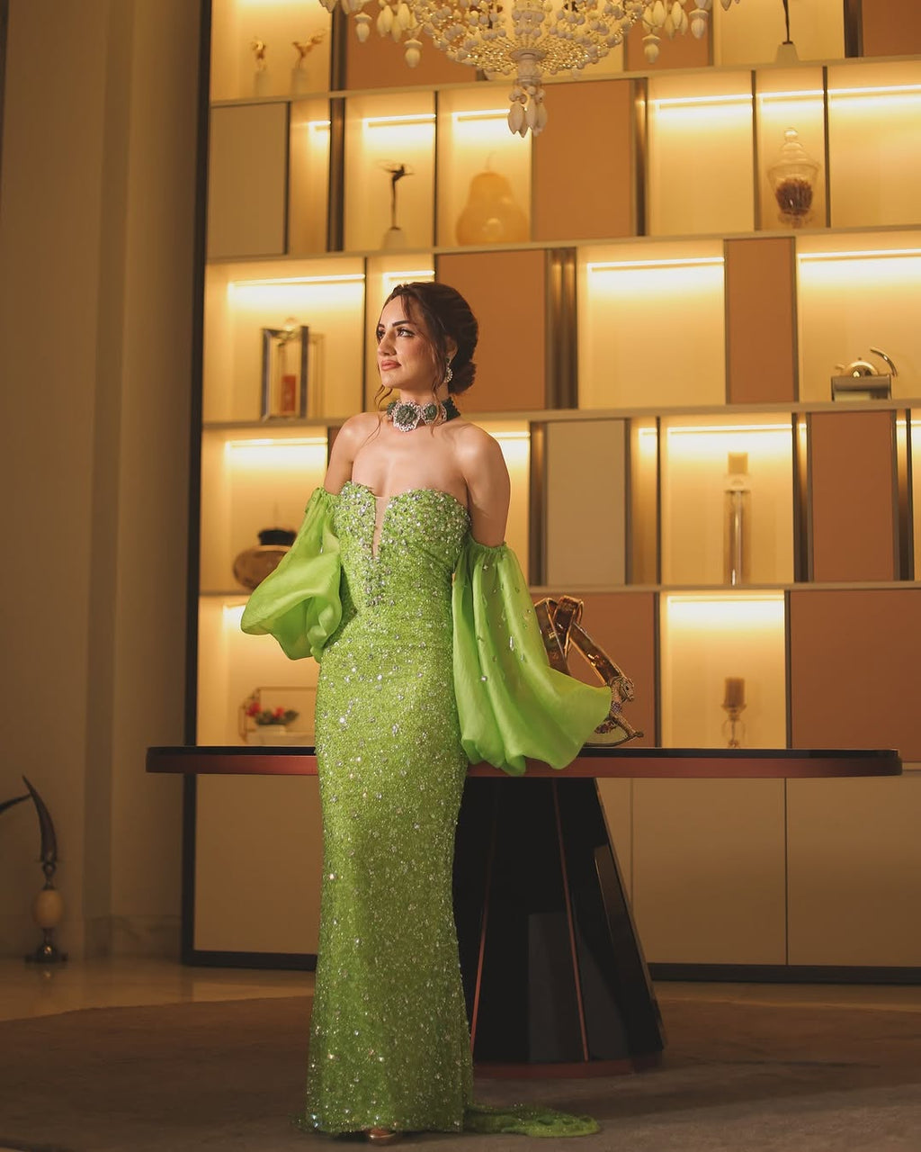 Lime Luxe Crystal Gown
