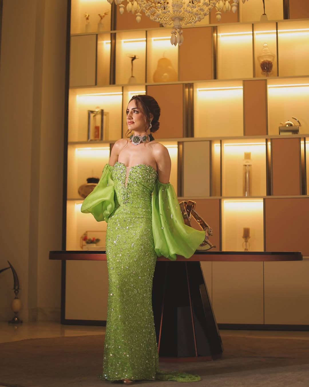Lime Luxe Crystal Gown