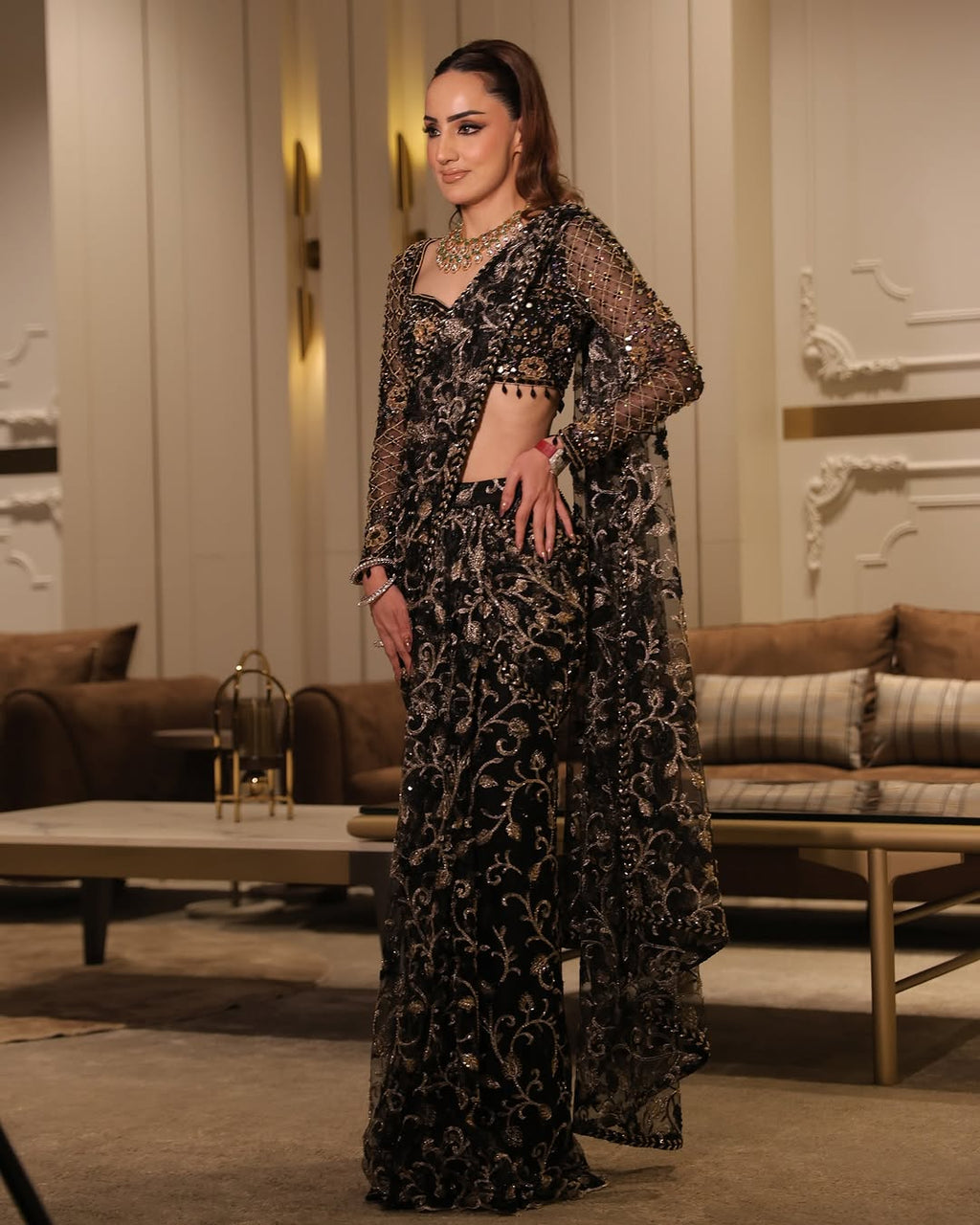 Midnight Royale Saree Set