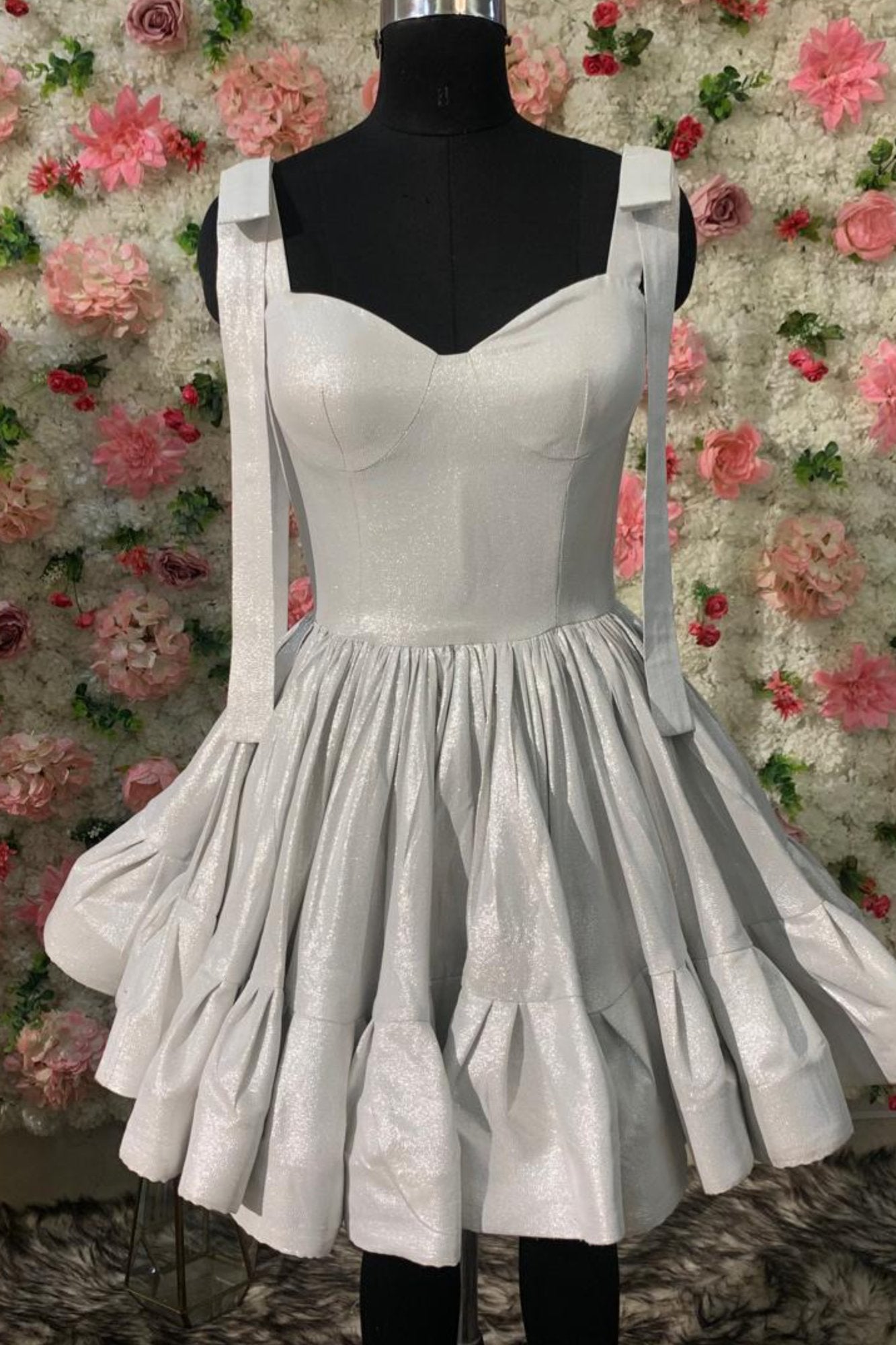 Pearl White Shimmer Flare Dress