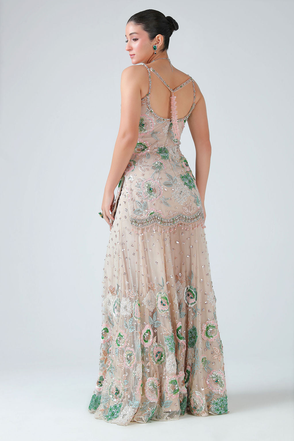 Champagne Grace Peplum Sharara Set