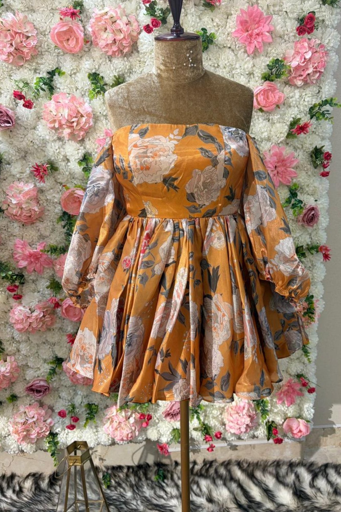 Golden Bloom Organza dress