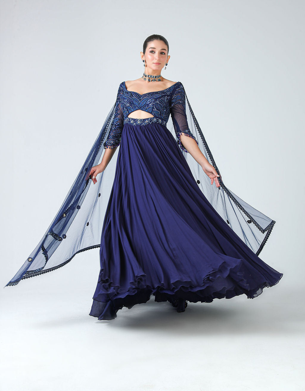 Navy Radiance Anarkali Set