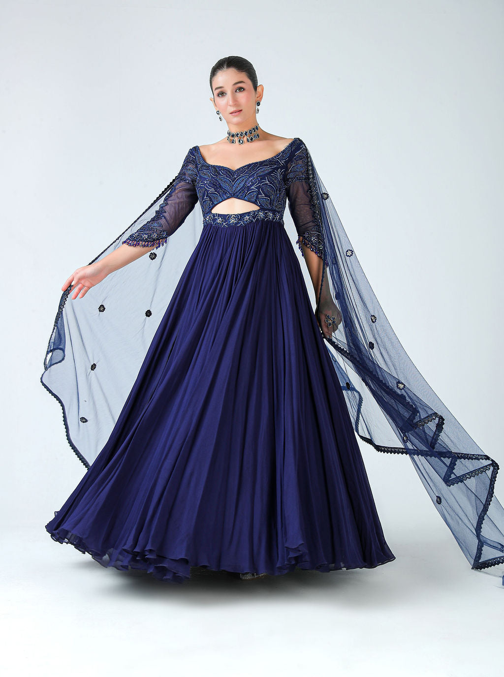 Navy Radiance Anarkali Set