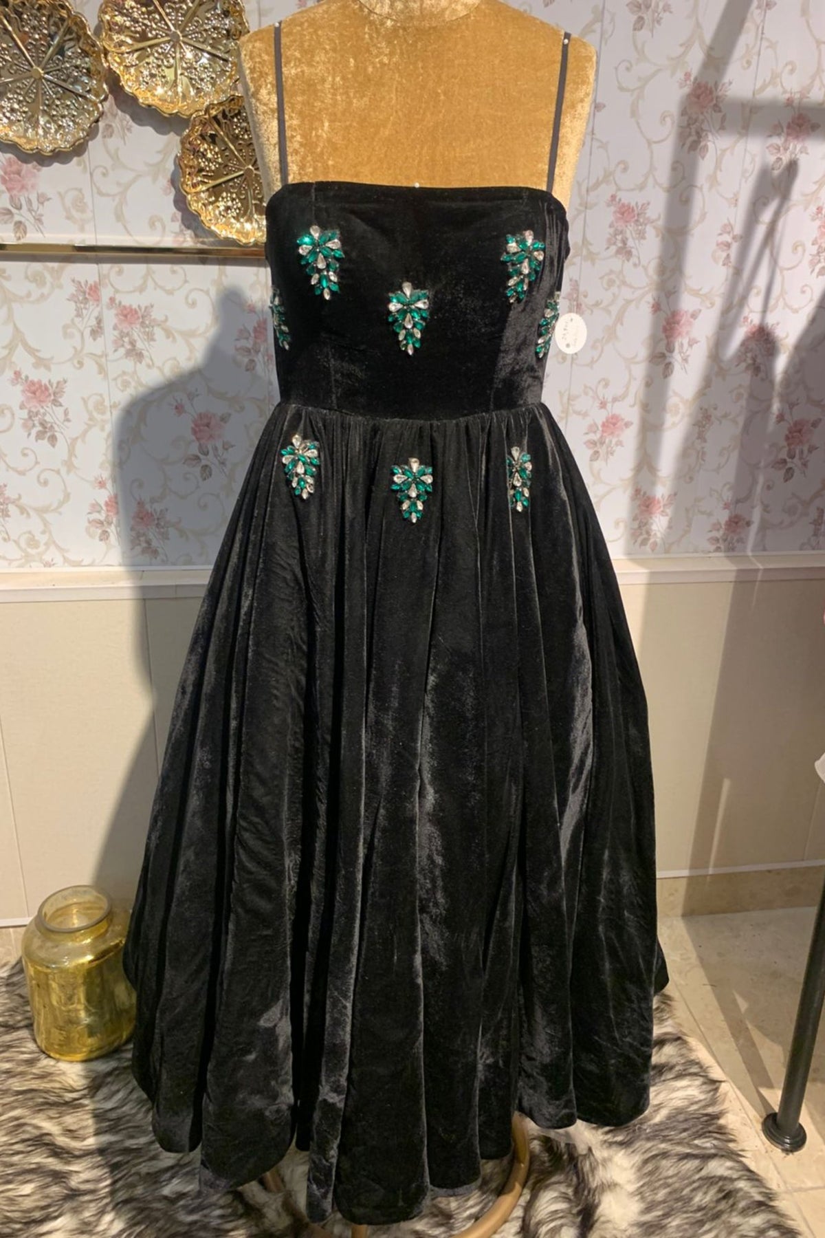 Midnight Emerald Velvet Dress