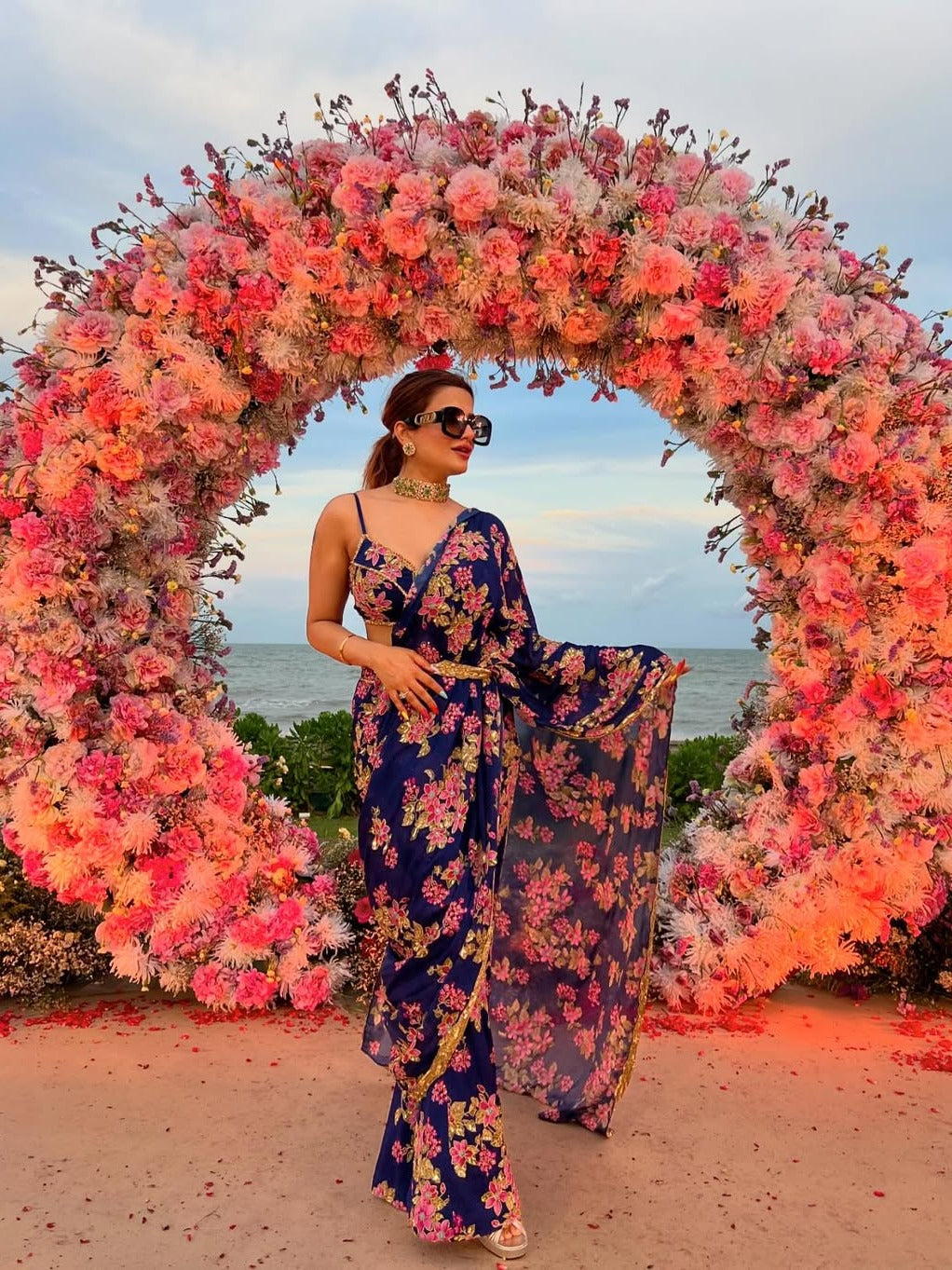 Chiffon Draped Saree worn by Guneet Virdi