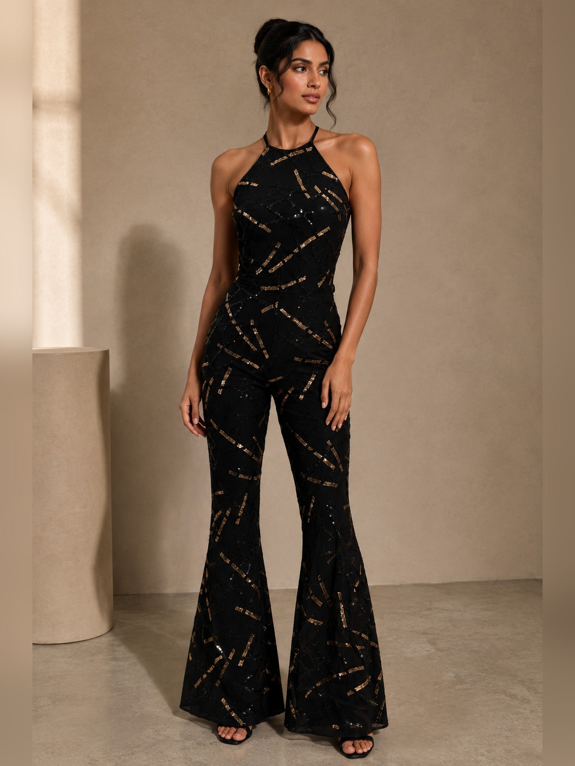 Sequin Embellished Flared Jumpsuit back