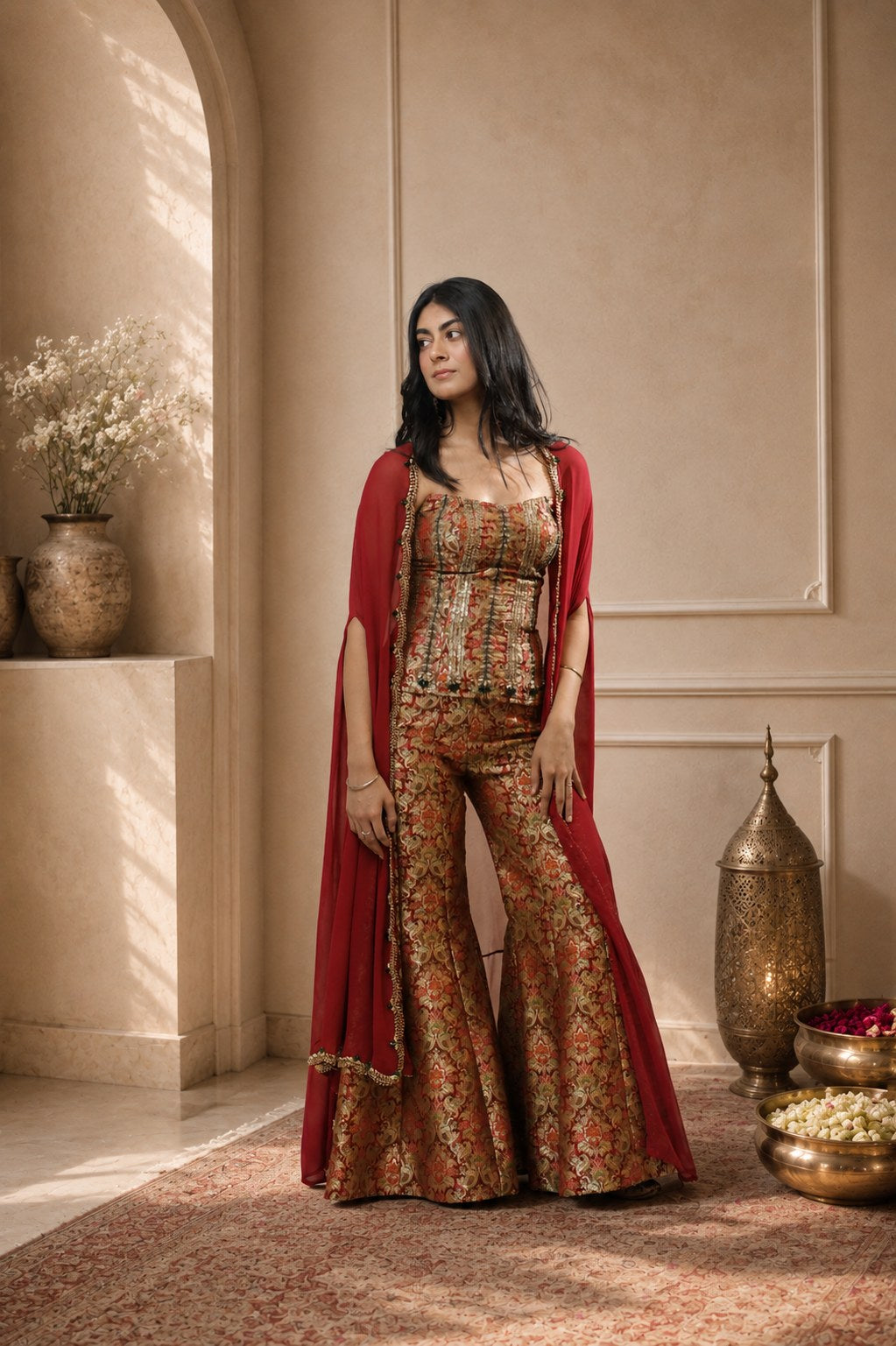 Ruby Royale Brocade Sharara Set